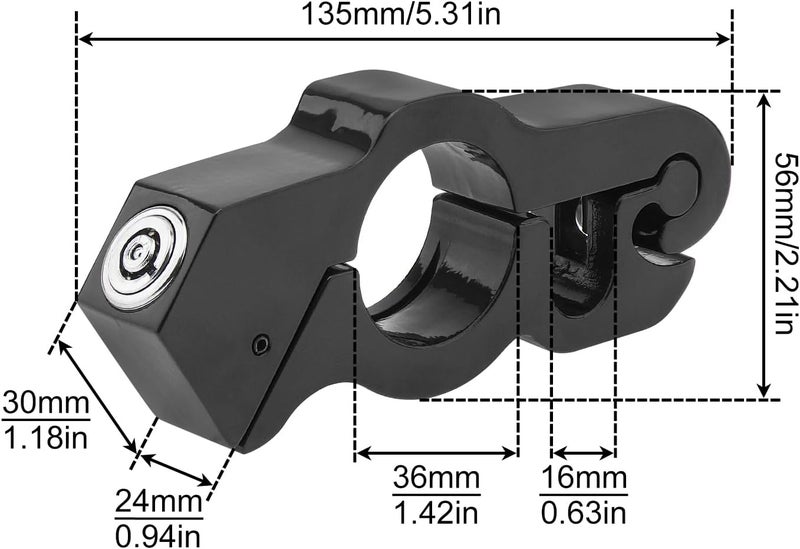 Windance Motorcycle Anti Theft Lock,Heavy Duty Front Brake Throttle Grip Clutch Brake Lever Handlebar Lock for Protection (Black, M) - Image 2